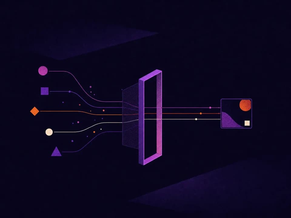 Connected data flow and automation elements.