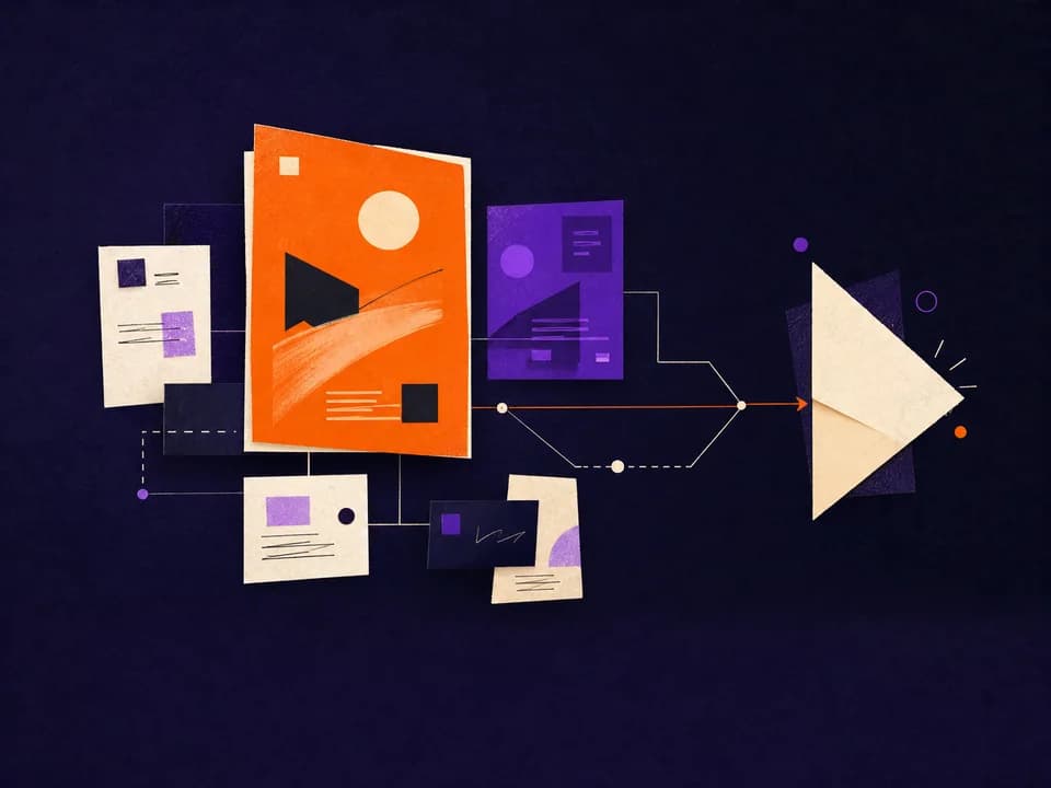 Abstract campaign materials and message elements.