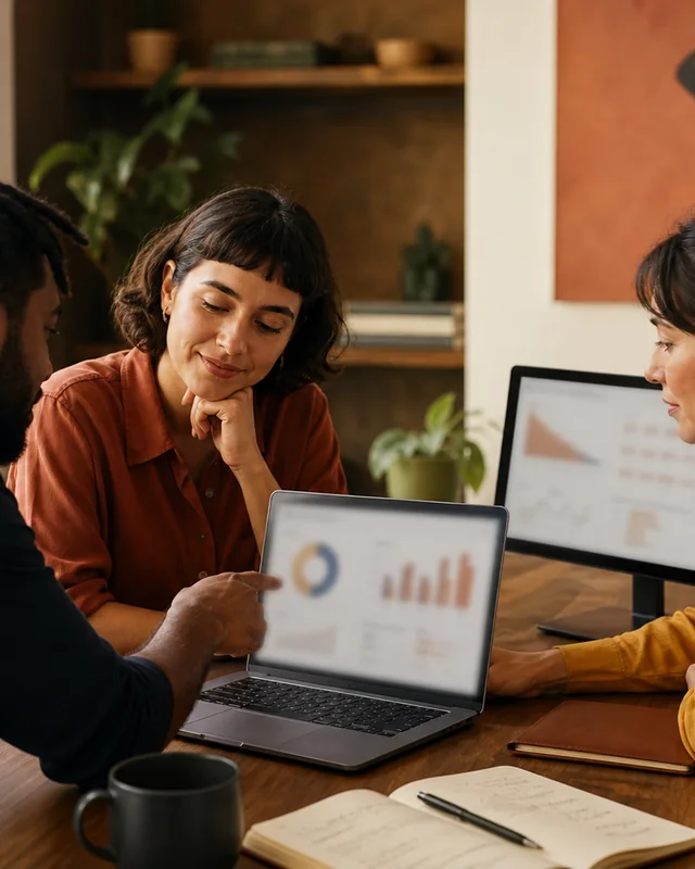 People collaborating around data and automation.